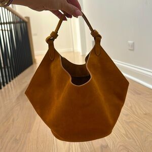 Khaite Lotus Mini Suede Bag in Tan Brown